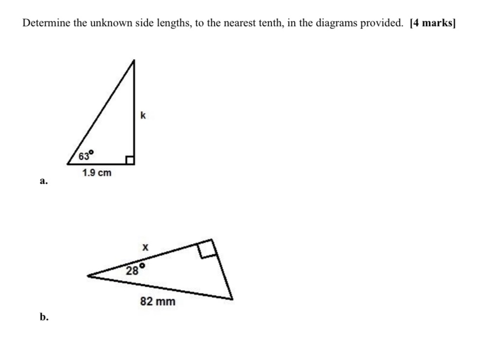 Determine the unknown side lengths, to the
