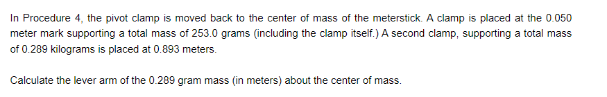 In Procedure 4, the pivot clamp is moved back to