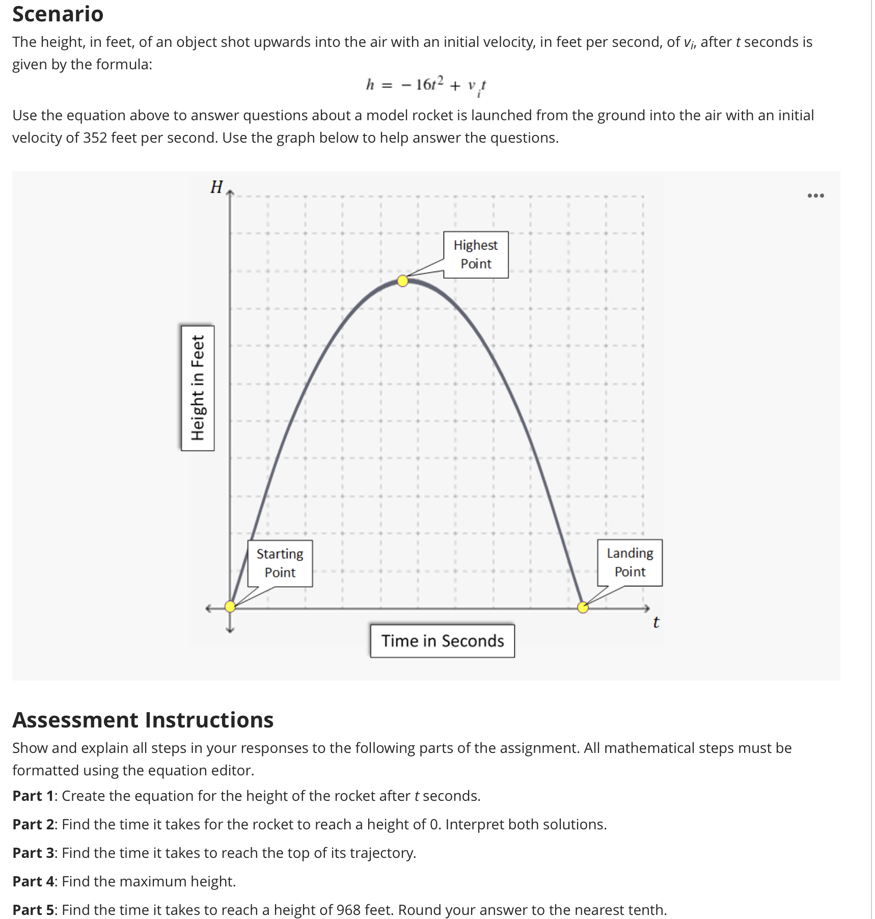 Scenario The height, in feet, ofan object shot