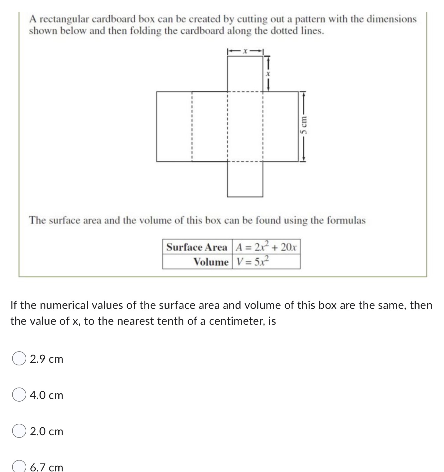 A rectangular cardboard box can be created by