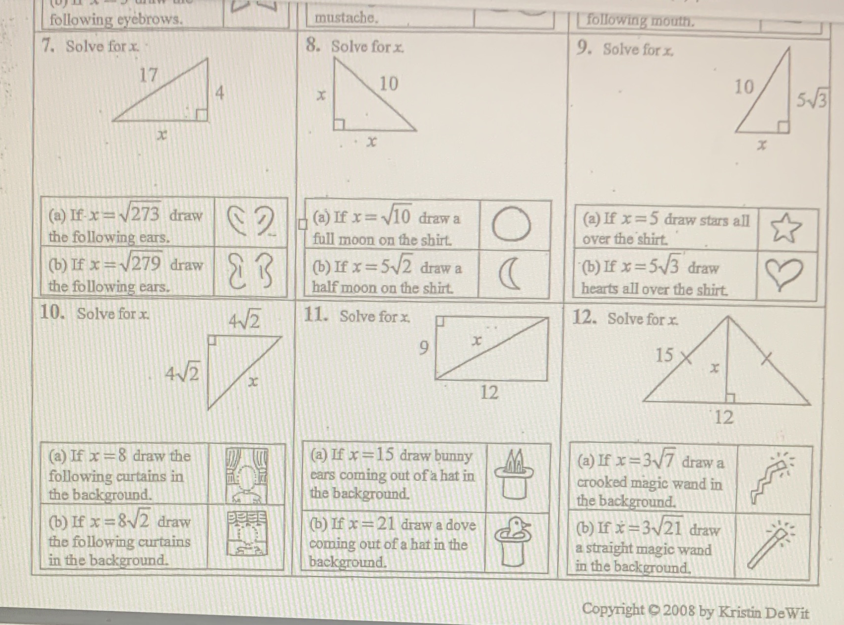 following eyebrows. mustache. following mouth. 7.