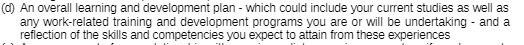 (d) An overall learning and development plan -
