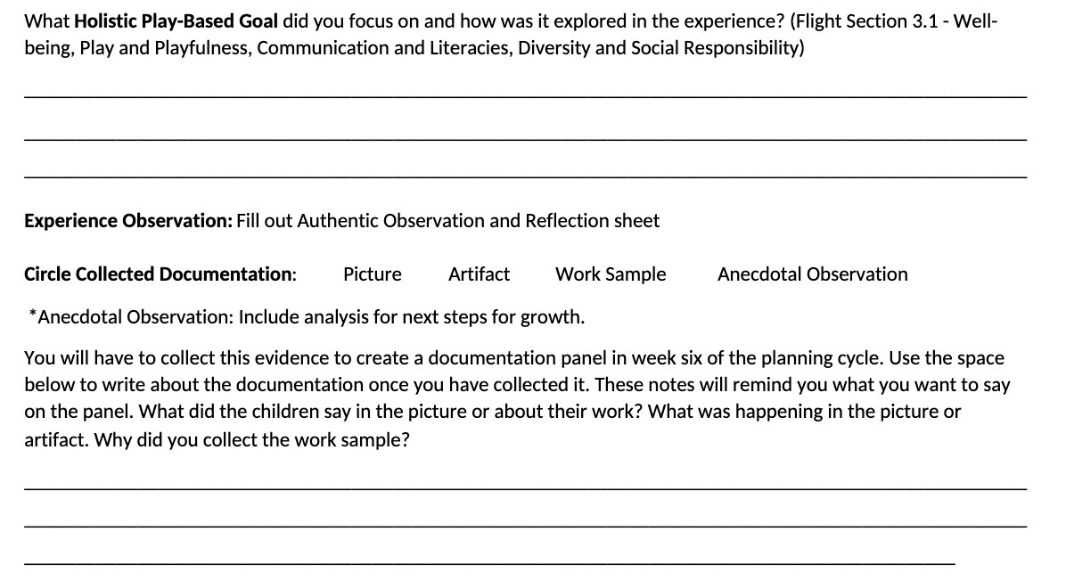 What Holistic Play-Based Goal did you focus on