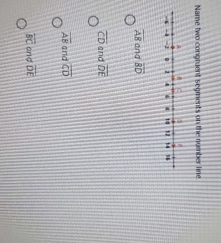 Name two congruent segments on the number line AB