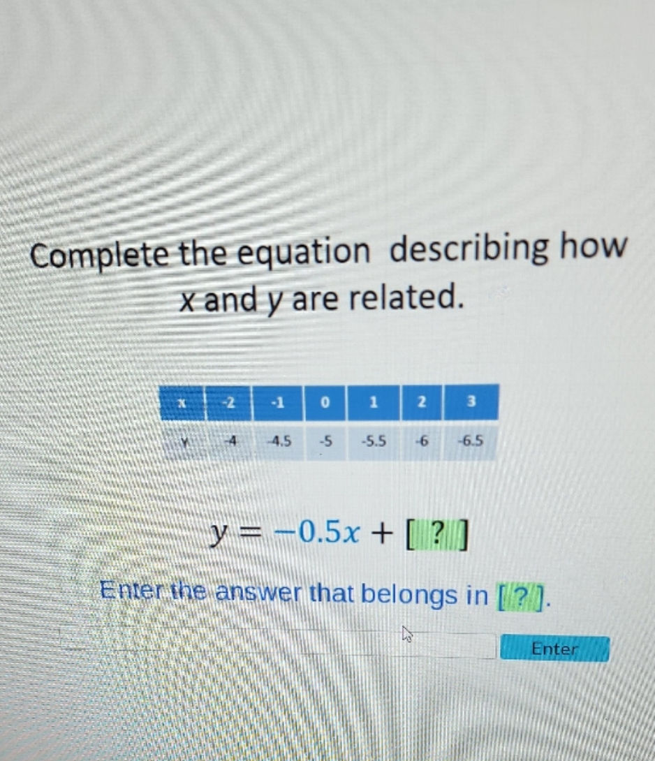 ty 6. I'm lost Complete the equation describing