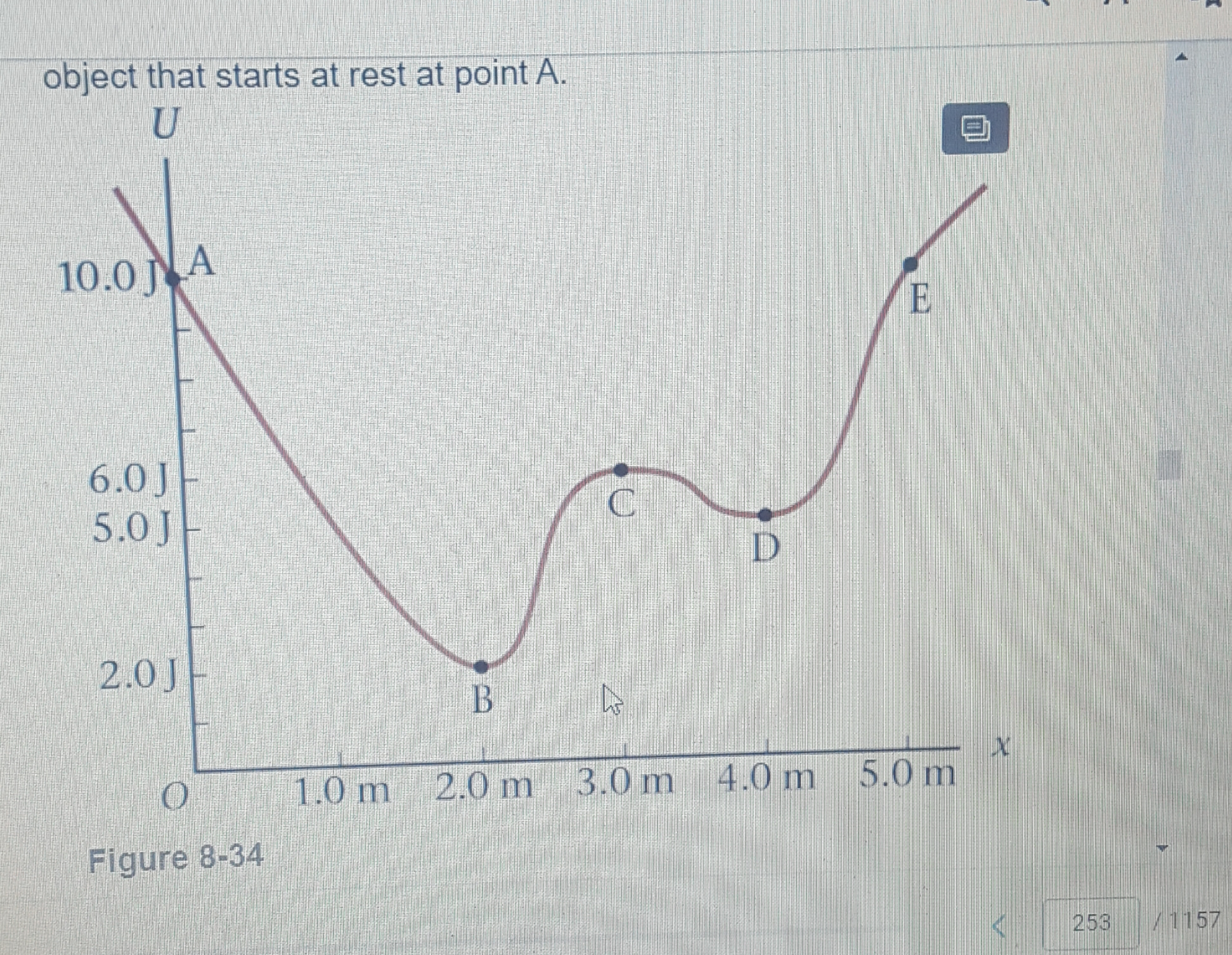 object that starts at rest at point A. 10.0 NA F