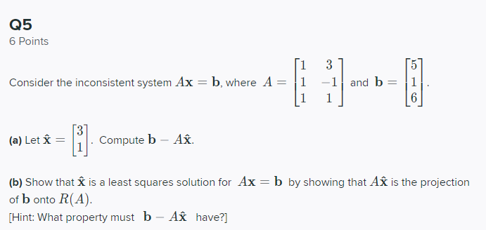 Please review question Q5 6 Points 1 Consider the