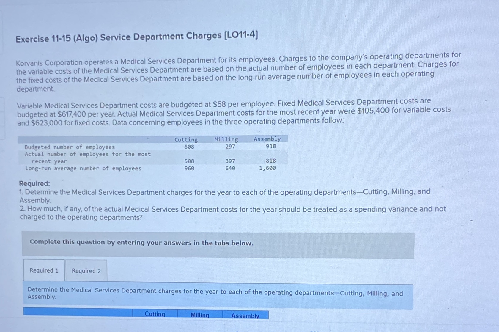 Service Department Charges -Required 1 & Required