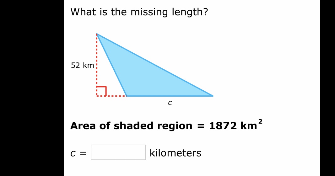 What is the missing length? Area of shaded region