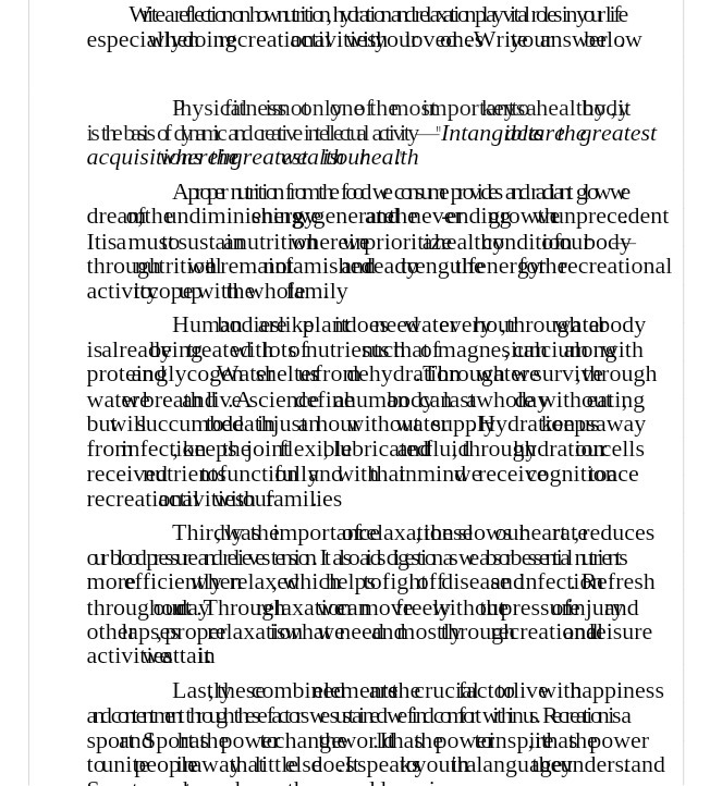 Witeareflectiononhownutrition