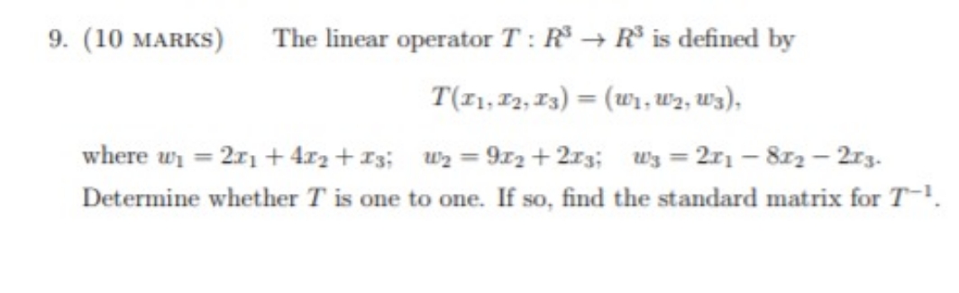 quick solution 9. (10 MARKS) The linear operator