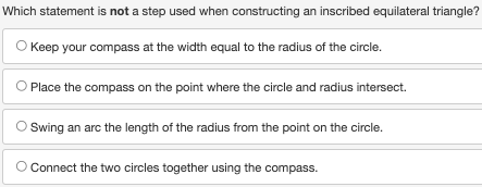 Which statement is not a step used when