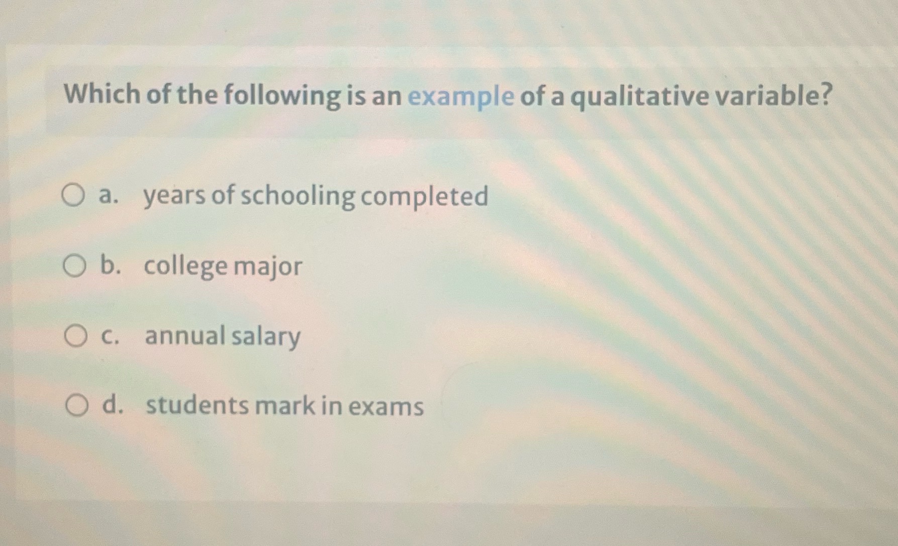 Which of the following is an example of a