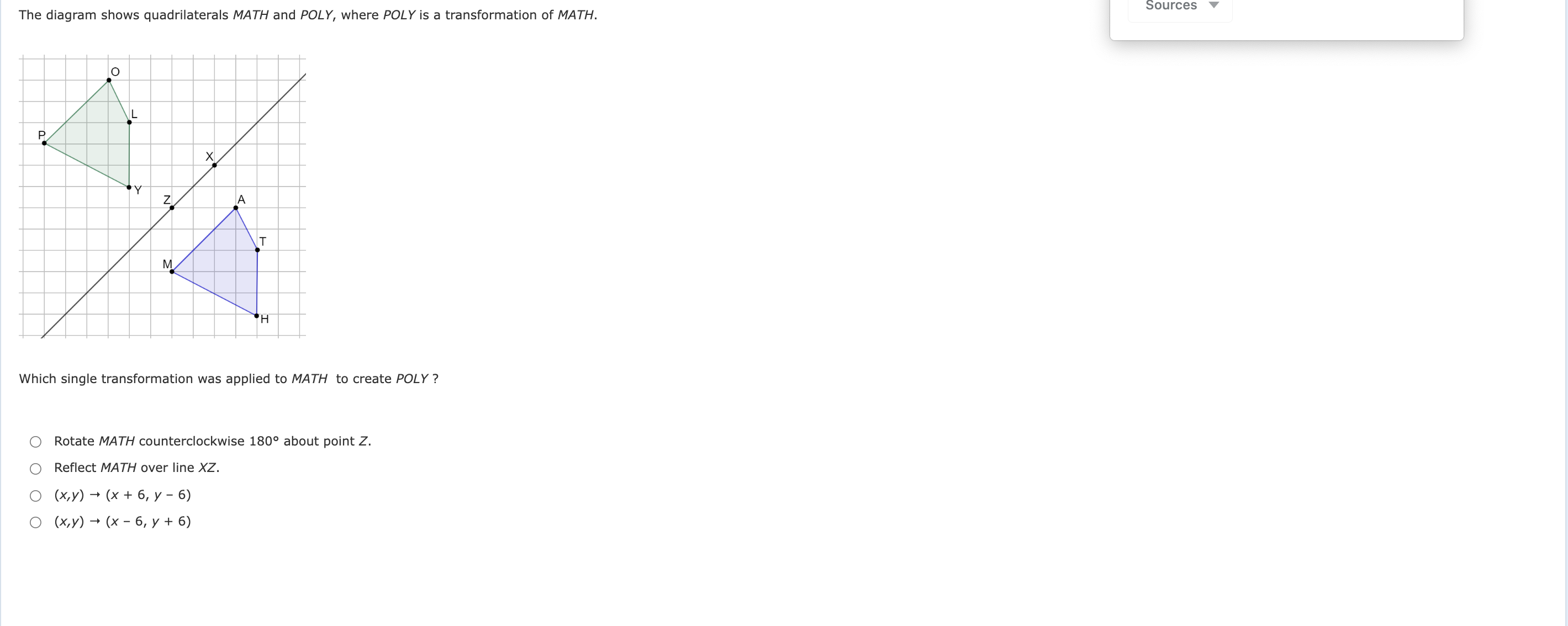 The diagram shows quadrilaterals MATH and POLY,