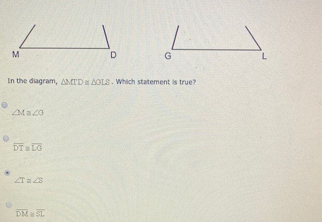 1.In the diagram, MTD?GLS. Which statement is