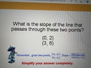 What is the slope of the line that passes through