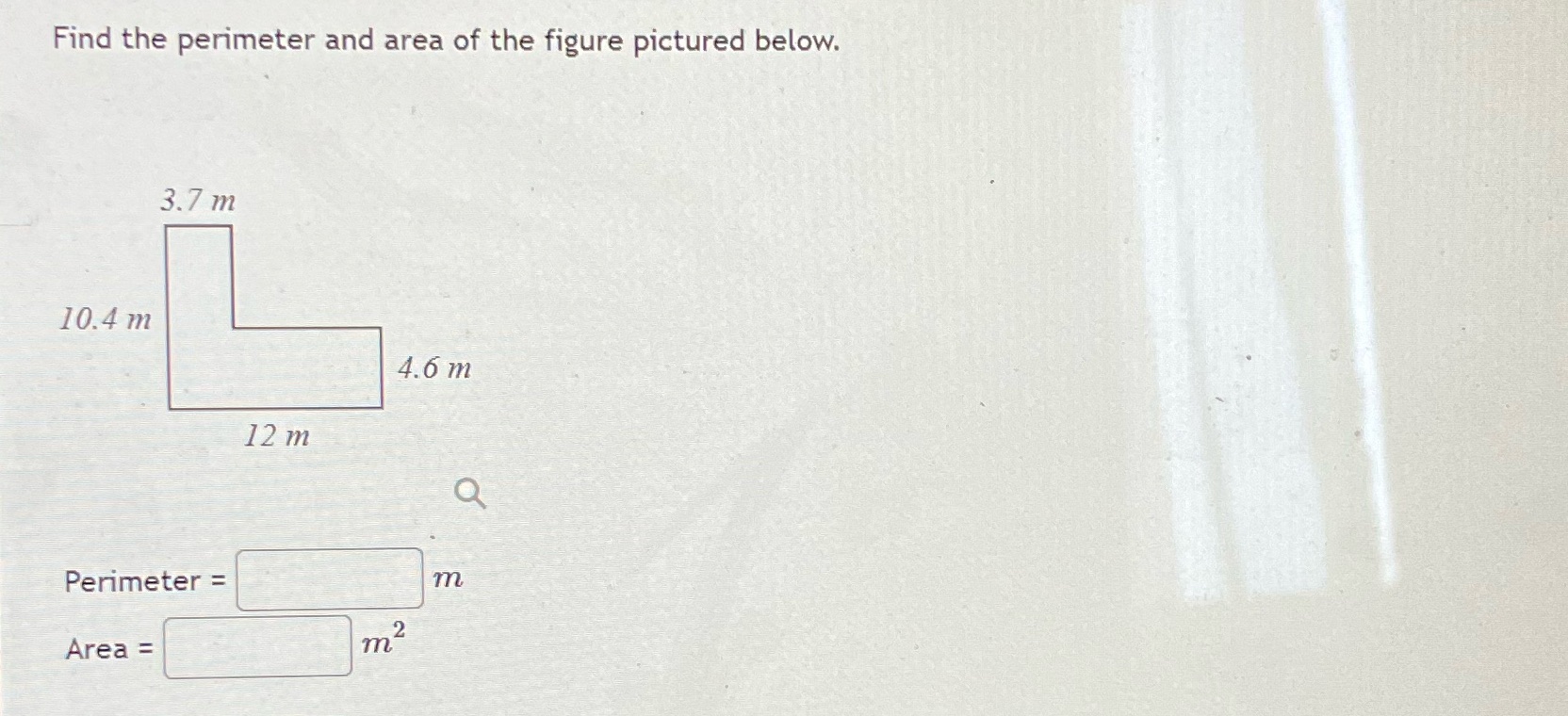 Find the perimeter and area of the figure