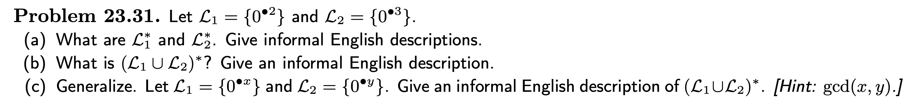 \fProblem 23.31. Let C1 = {0 2} and C2 = {03}.
