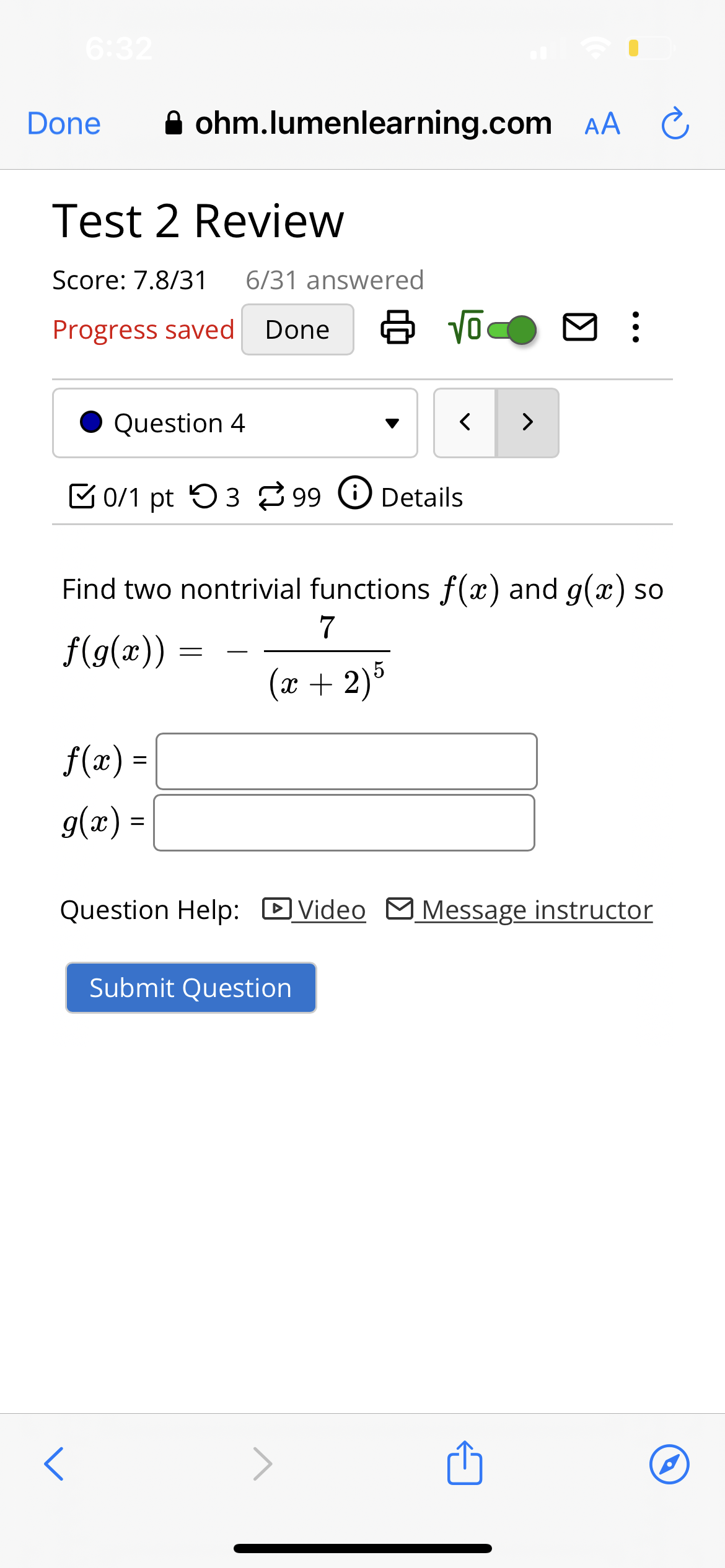 6:32 Done & ohm.lumenlearning.com AA C Test 2