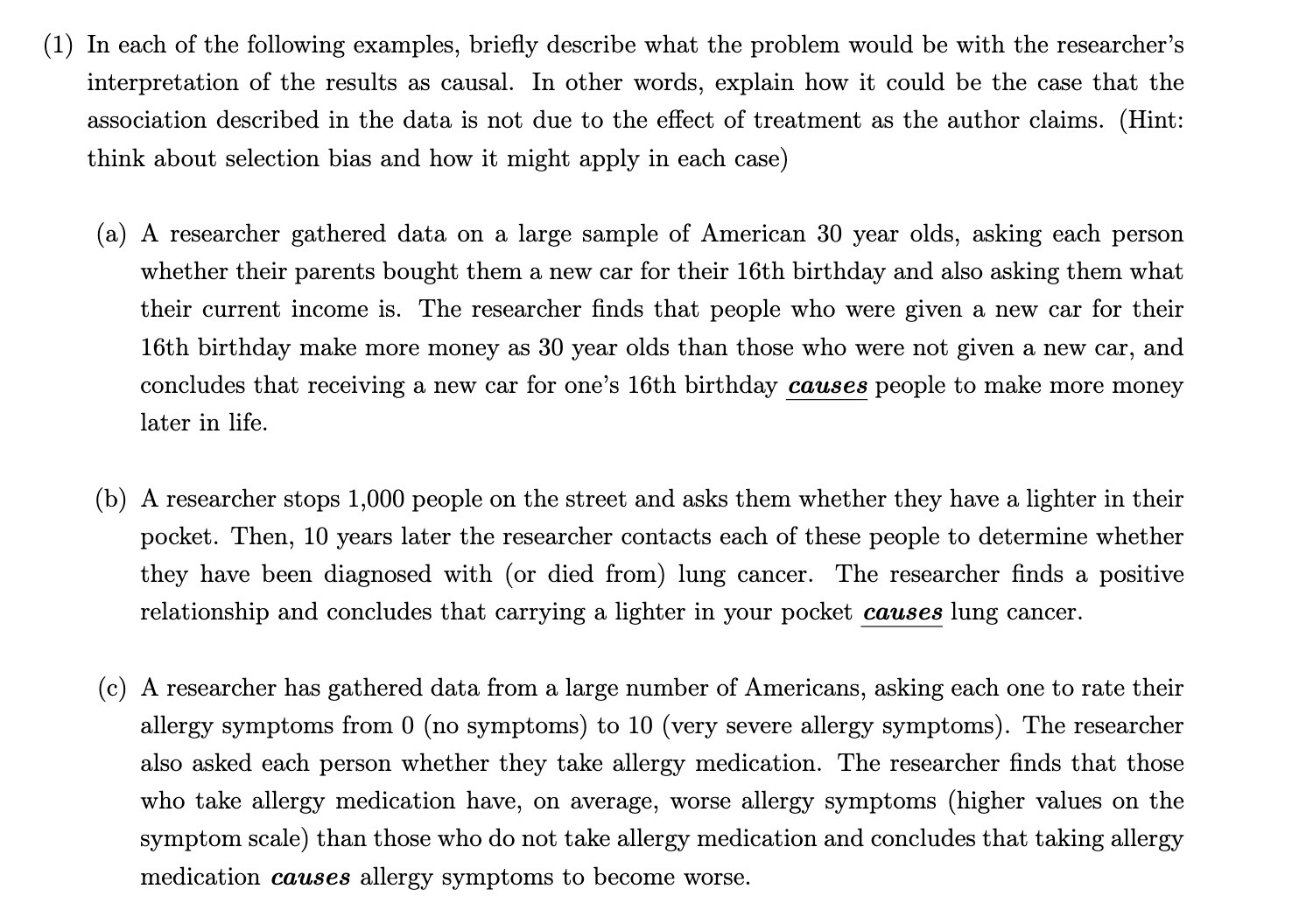 (1) In each of the following examples, briey