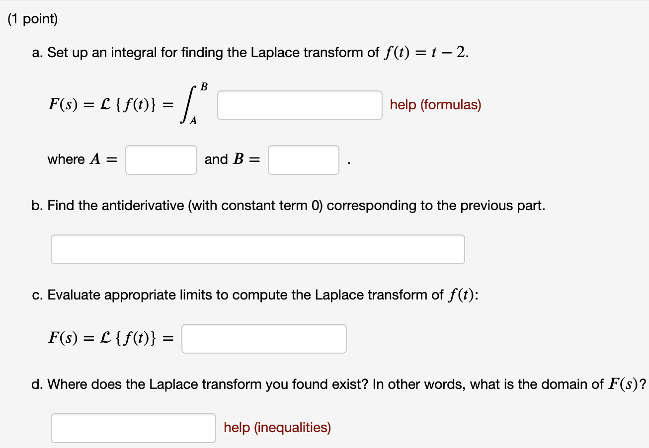 (1 point) a. Set up an integral for finding the