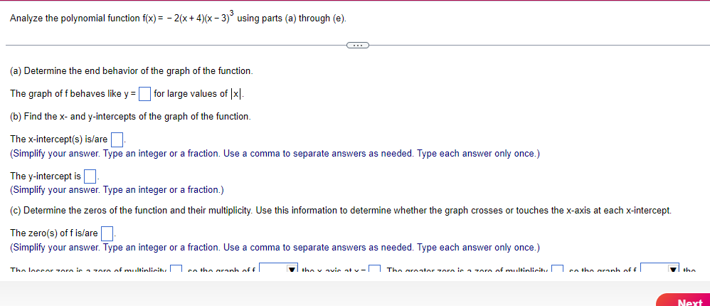 Analyze the polynomial function f(x) = - 2(x +