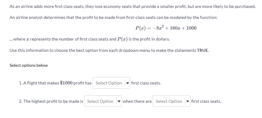 As an airlines adds more first class seats, they