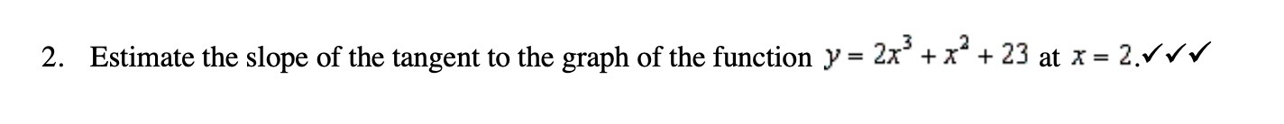 2. Estimate the slope of the tangent to the graph