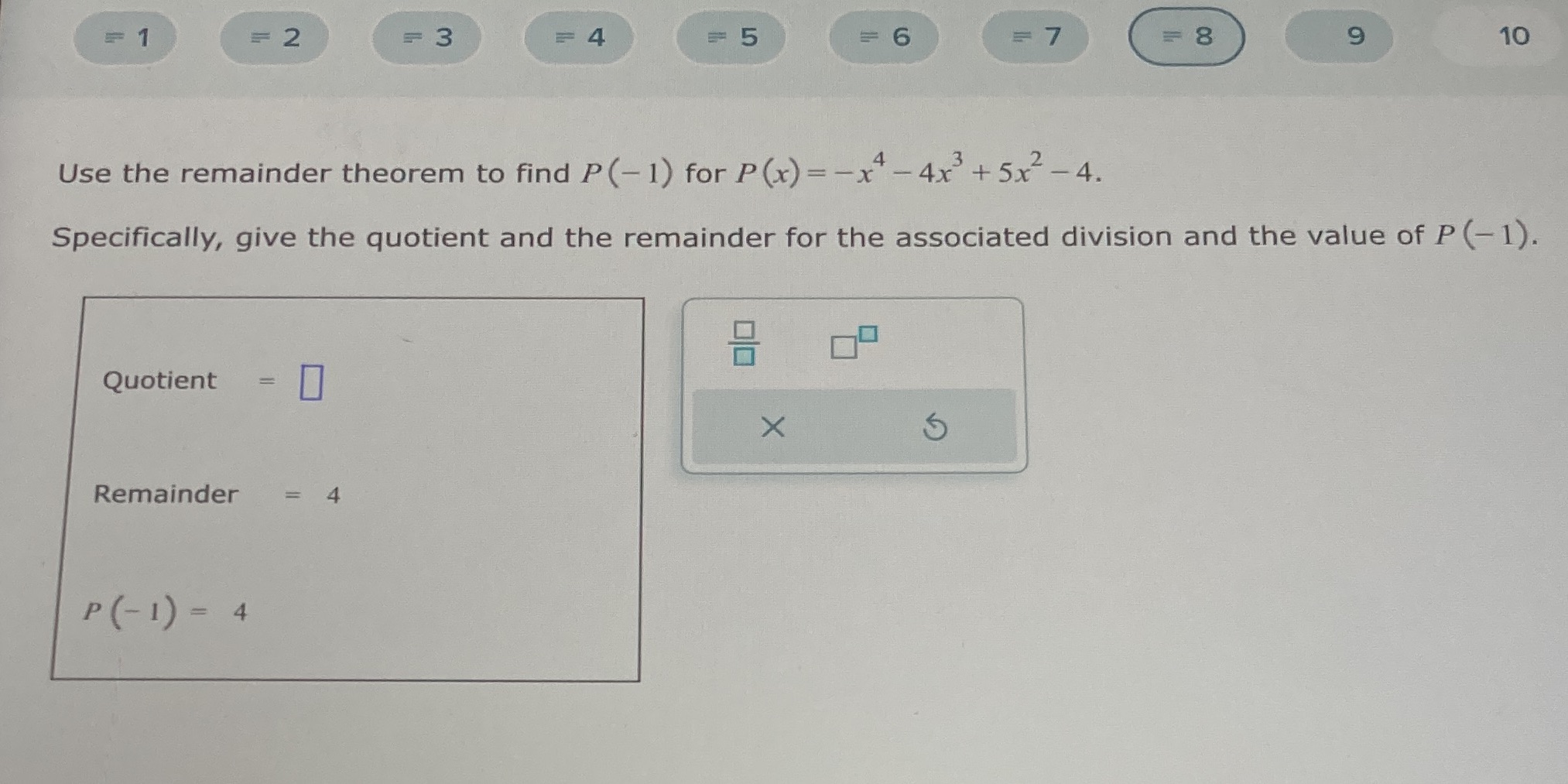 = 1 = 2 = 3 = 4 = 5 = 6 = 7 =8 9 10 Use the