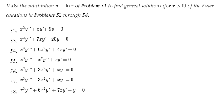Please solve question 58 Make the substitution v