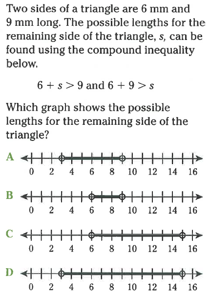 Two sides of a triangle are 6 mm and 9 mm long.