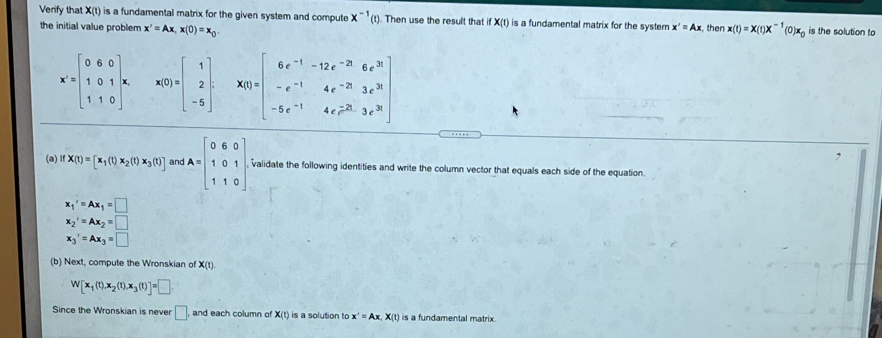 Verify that X(1) is a fundamental matrix for the