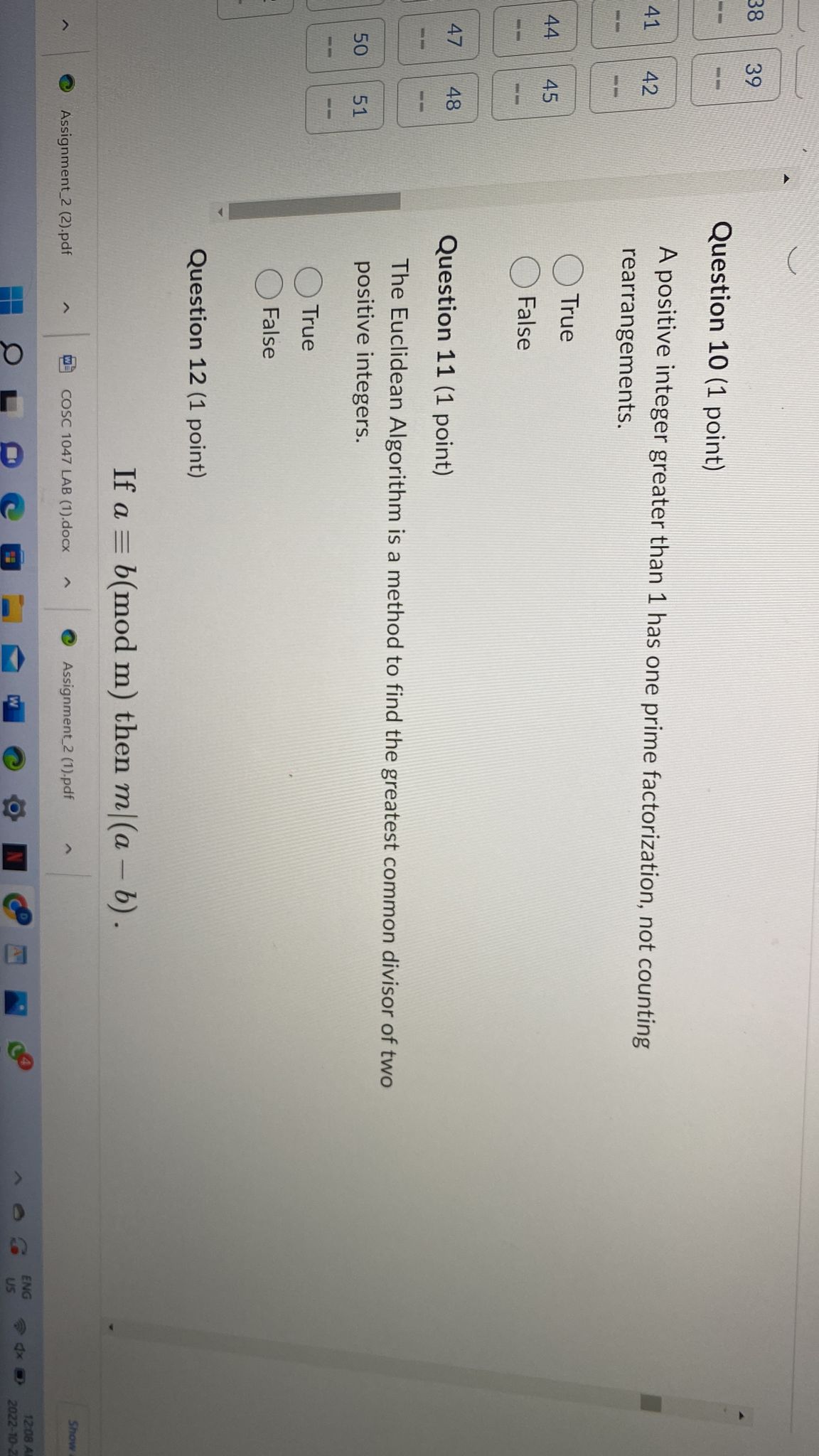 Co Question 10 (1 point) A positive integer