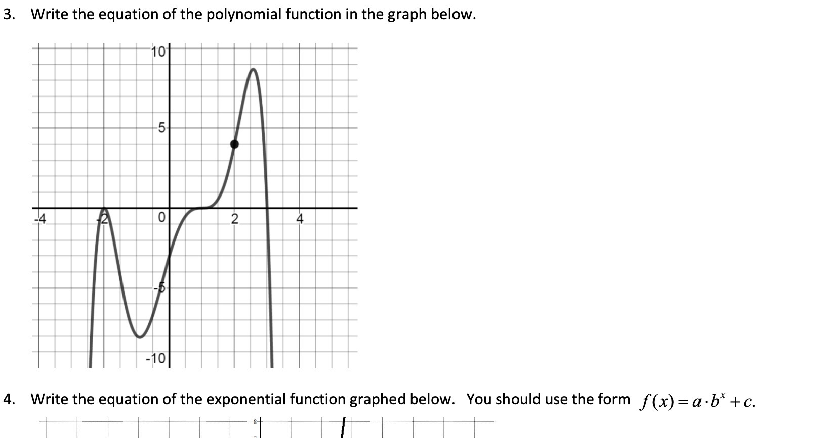 3. Write the equation of the polynomial function