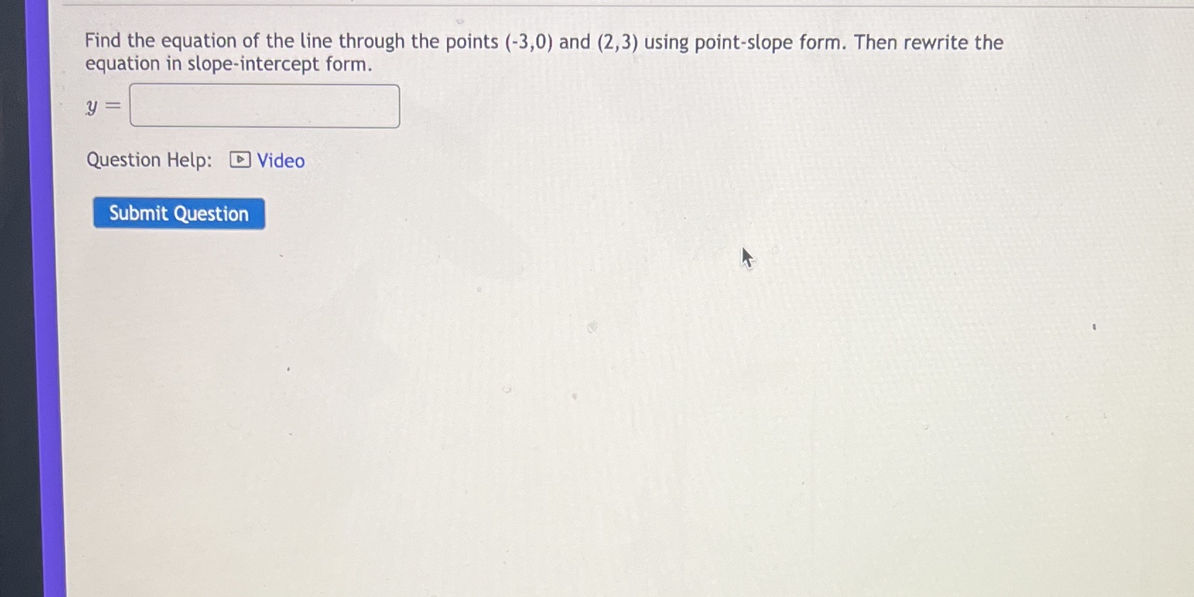 Find the equation of the line through the points