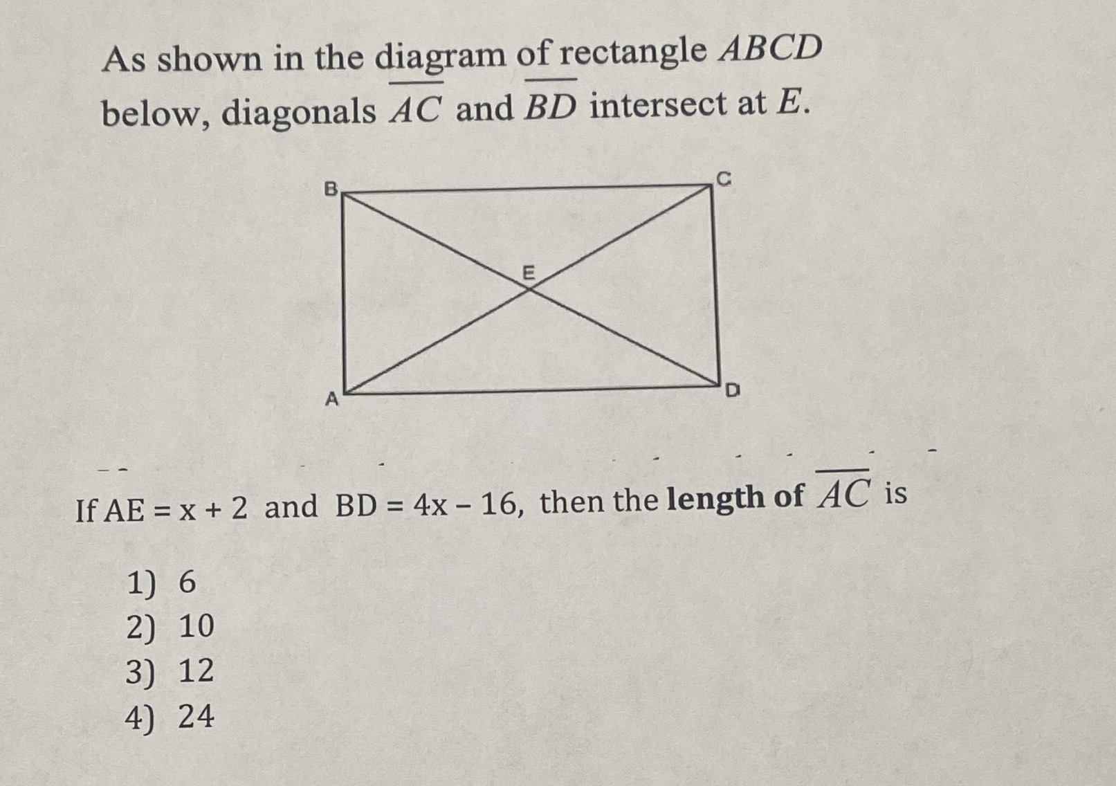 As shown in the diagram of rectangle ABCD below ,