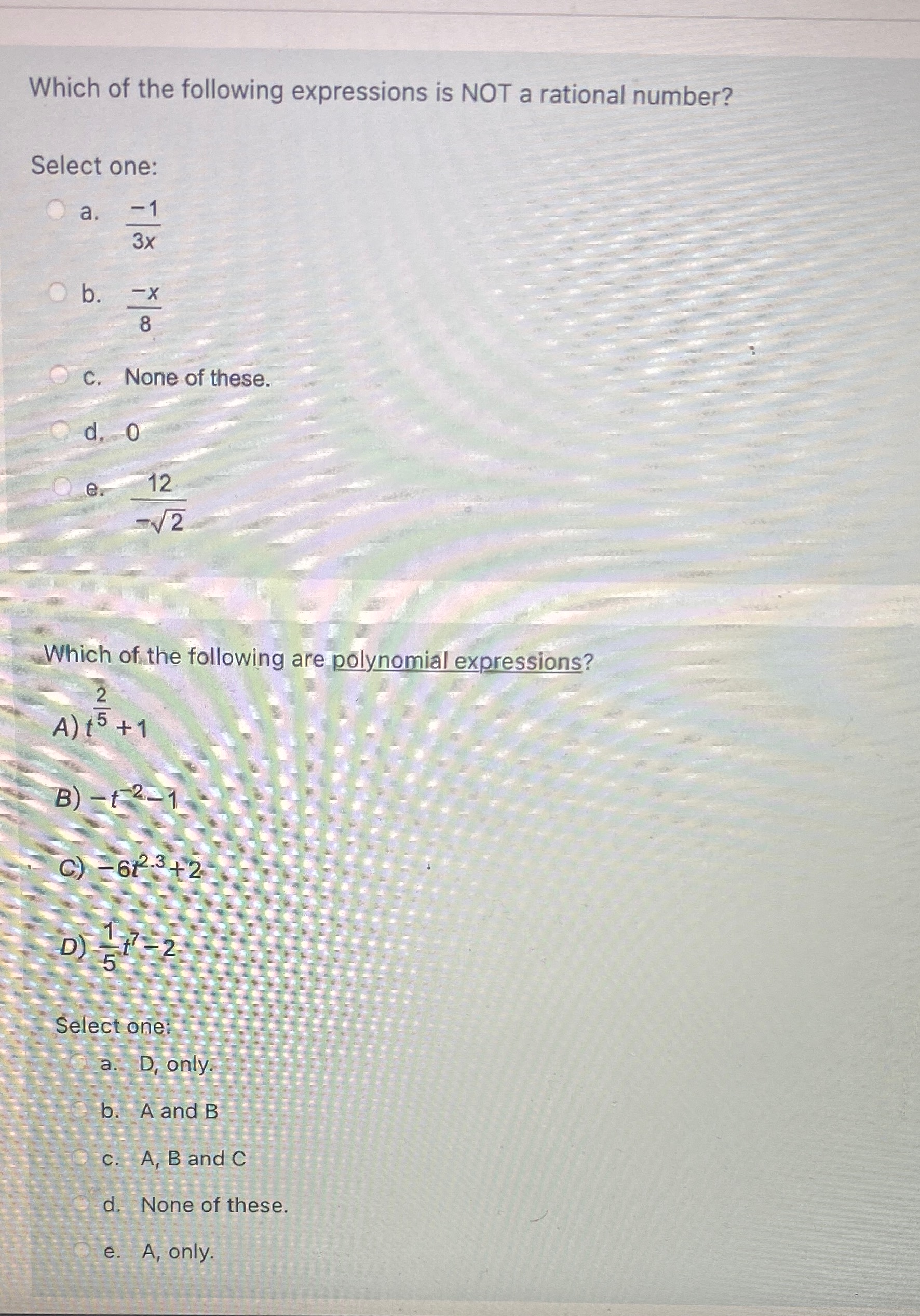 Solve and state any restrictions. -4x 5 6x2+7x+2
