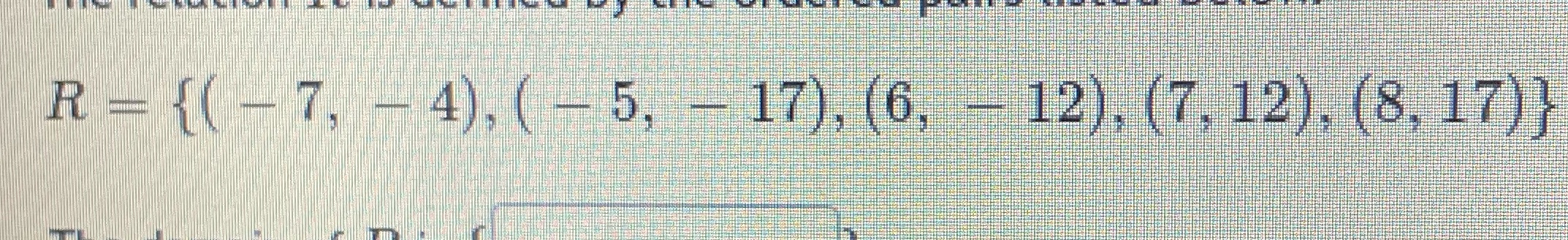 Domain and range of the ordered pairs \f