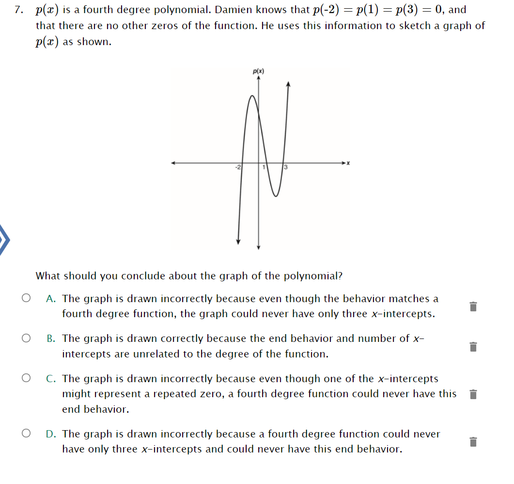 7. p(:r:) is a fourth degree polynomial. Damien