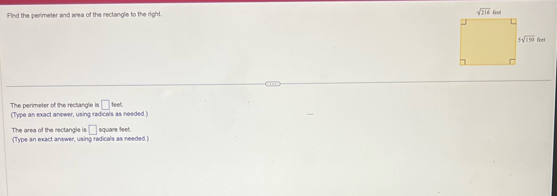 Find the perimeter and area of the rectangle to