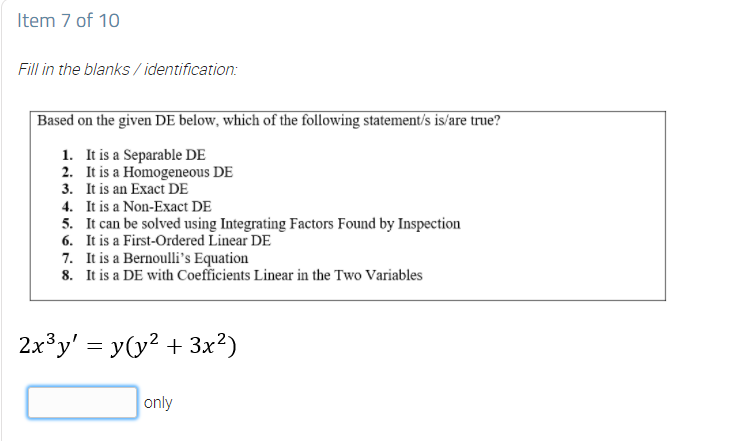 Input the number/s of your choices. Order doesn't