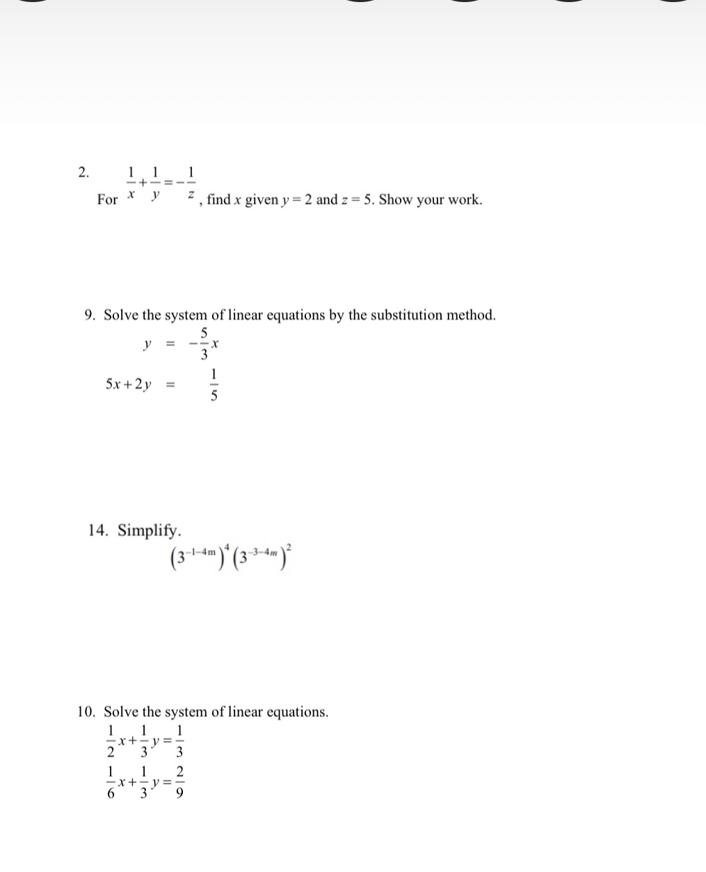 2. 9. Solve the system of linear equations by the