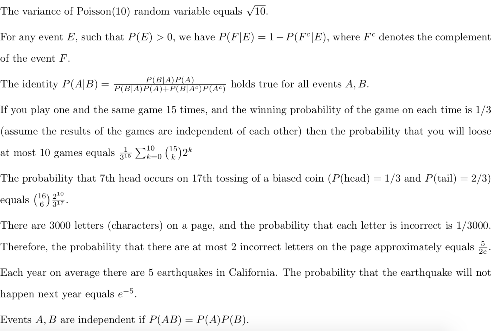 For following questions, Please make TRUE OR