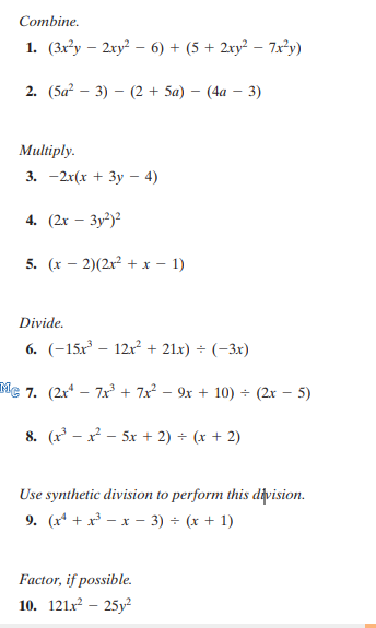 Combine. 1. (3x y - 2xy] - 6) + (5 + 2xy] - 7xy)