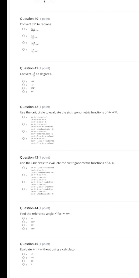 Must show work Question 40 (1 point) Convert 35