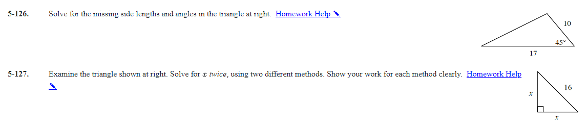 Solve for the missing side lengths and angles in