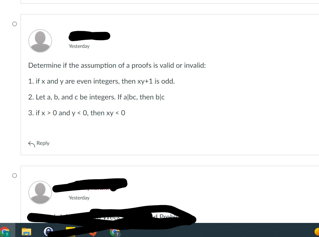 O Yesterday Determine if the assumption of a