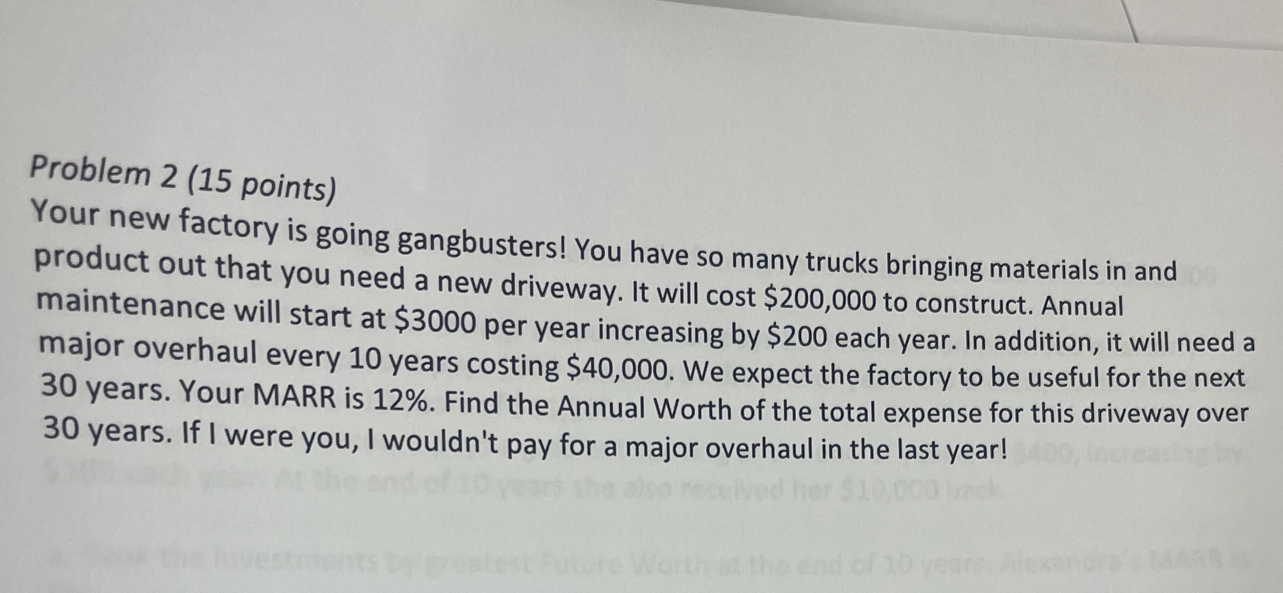 Problem 2 (15 points) Your new factory is going