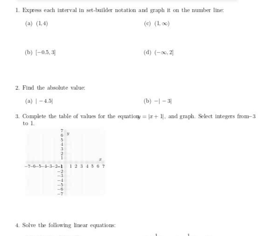 1. Express each interval in set-builder notation