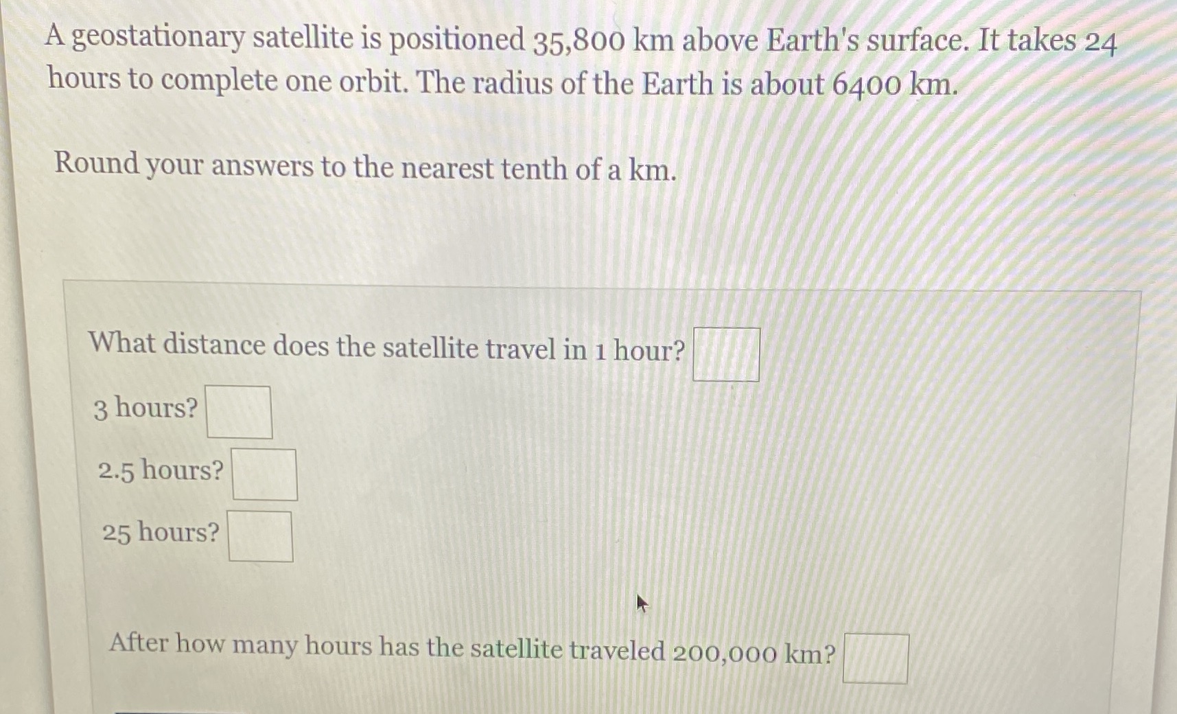 math A geostationary satellite is positioned